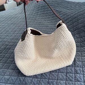 R2R Rags2Riches Aranaz Woven Purse Shoulder Bag Cream Large Hobo Anthropologie